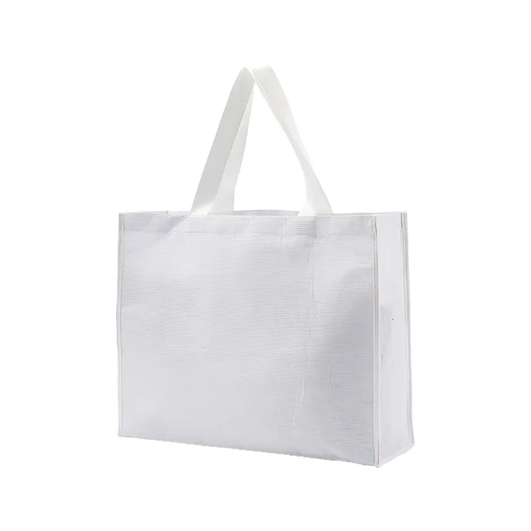 Custom Logo print white cartoon non woven recyclable rpet Shopping bag with handle