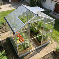 Serre en polycarbonate avec structure en aluminium de qualité supérieure, spacieuse, pour la culture de légumes et d'herbes dans le jardin