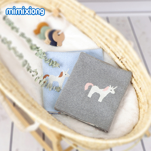 <span class=keywords><strong>Couverture</strong></span> bébé en tricot jacquard Licorne Mimixiong, motif animal <span class=keywords><strong>magique</strong></span> mignon, bord côtelé, pour berceau et poussette - Product Image 2