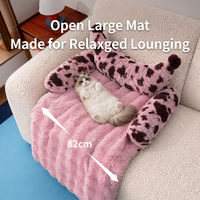 Lit pour animaux de compagnie en peluche à imprimé léopard chaud pour chats - Doux, confortable, antidérapant, durable, design amovible, endroit douillet pour l'hiver, intérieur/extérieur