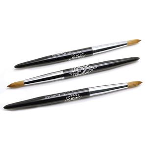 Pincel de Uñas Acrílico Kolinsky 100% de Tamaño Grande con Mango Metálico en Forma de Corazón y Pedrería, Pincel Redondo para Decoración de Uñas - Product Image 6