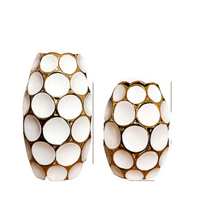 Modern Simple Luxury Golden Light Ceramic <strong>Flower</strong> <strong>Vase</strong> Ornaments for Living Decorative Ceramic Bottles - Product Image 2