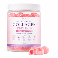 Gummies de peptides de collagène hydrolysé en gros, avec centre liquide, pour la beauté de l'intérieur, supplément, marque privée, ODM, approvisionnement en vrac