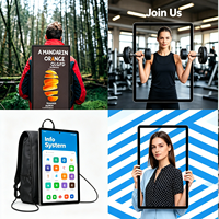 Afficheur publicitaire LED portable de 32 pouces pour extérieur/intérieur avec écran tactile, commande mobile, IP65, montage sur roues