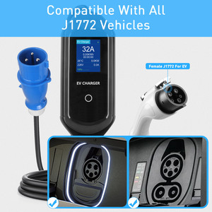 Portable EV Charger Level 2 32A 7kW Type 1 SAE J1772 with CEE <b>Plug</b> Smart LCD Display Adjustable Current <b>Fast</b> <b>Charging</b> EVSE - Product Image 3