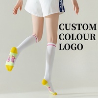 Chaussettes longues en coton décontractées pour jeunes femmes, avec revers et bas évasés, effet duveteux