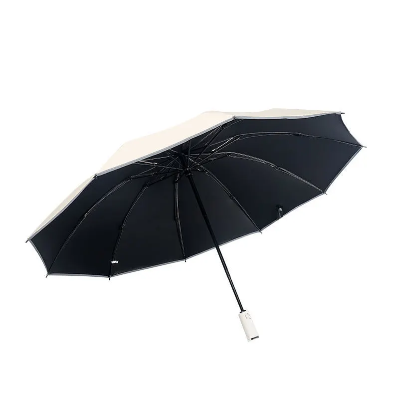 LSP28 New Design Uv Proof 10K Large Windproof Umbrella with Reflective  Strip Full Automatic Folding Sun Rainy Golf Umbrella