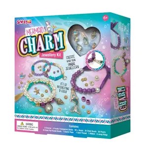 Kit de bricolage-pendentif de charme de sirène, bracelet de perles de charme, Kit de Bracelet pour ensemble de bijoux cadeaux