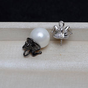 Pendentif en argent S925 en forme de chapeau d'elfe baroque, perle polyvalente, base creuse, accessoire de chapeau de clown DIY, composants de bijoux - 4115 - Product Image 4