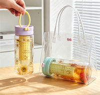 Botella de agua con infusor de frutas de 450 ml, con cesta de té extraíble, correa de silicona para transportar, disponible en stock para bebidas frías y viajes.