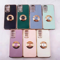 Galvanoplastie Cd Texture Soft Tpu Antichoc Téléphone Cas pour Iphone 16 Pro Max 15 Plus 14 13 Anneau Titulaire Stand Téléphone Sacs pour S24