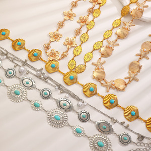Chaînes de taille <span class=keywords><strong>en</strong></span> métal bohème tendance, <span class=keywords><strong>ceinture</strong></span> <span class=keywords><strong>en</strong></span> métal, bijoux <span class=keywords><strong>en</strong></span> métal pour robe de femme, chaînes dorées pour la taille, <span class=keywords><strong>ceinture</strong></span> pour le corps - Product Image 5