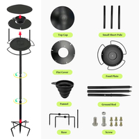 Mangeoire à oiseaux JH-Mech 55 pouces, grande dôme métallique pour l'extérieur, base à 5 branches avec bol en silicone et plateau alimentaire en acier