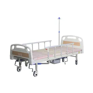 China medical supplier three cranks manual hospital bed with bedpan for elderly