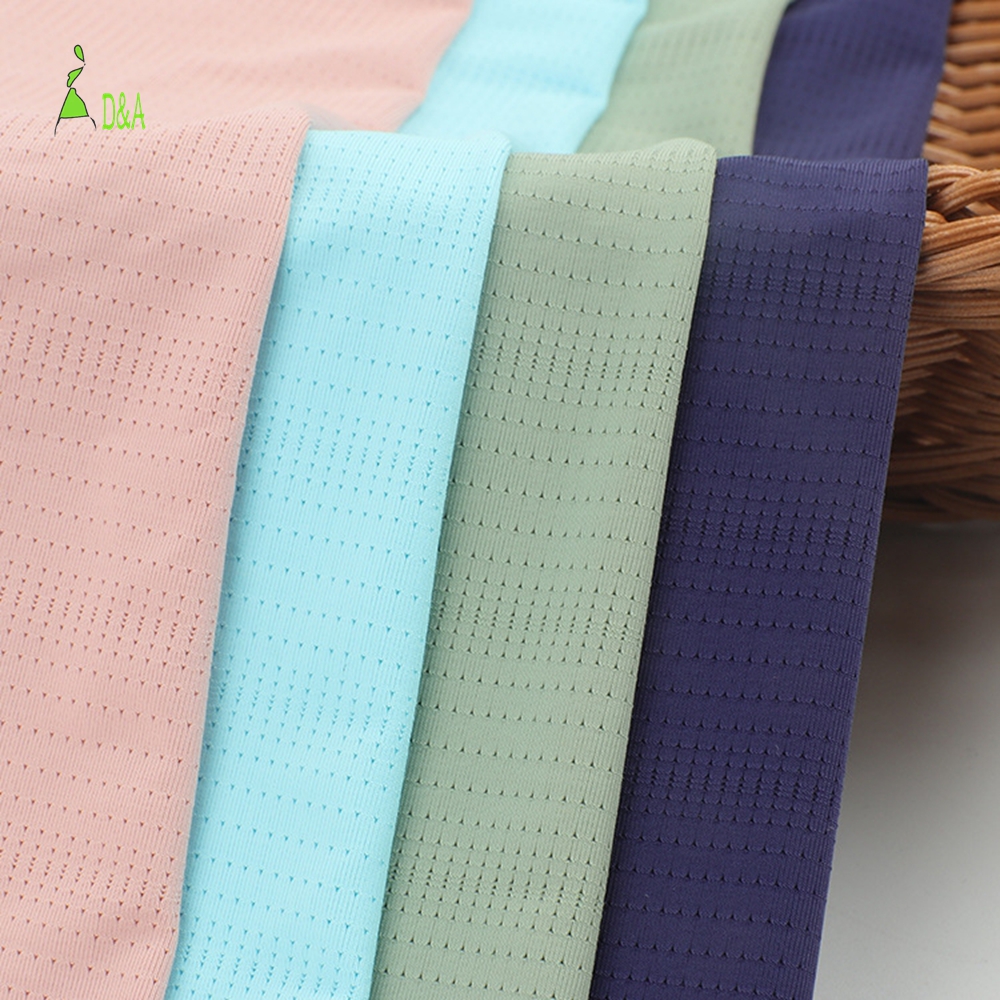 High-Stretch Knit Fabric for Sportswear Athletic T-Shirts 90% Nylon 10% Spandex Breathable Gradient Jacquard Mesh Birdseye Girls