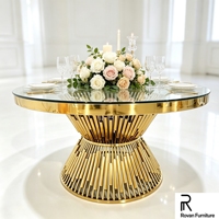 Table de banquet d'hôtel en acier inoxydable, table ronde de bonne qualité pour la décoration de mariage et les événements