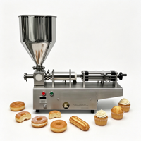 Machines de remplissage horizontales à tête unique pneumatiques pour gâteaux, beignets, choux, crème au chocolat, pâte de miel, sirop, crème glacée et croissants