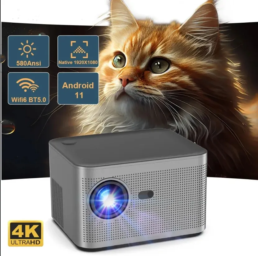 ที่ดีที่สุดAndroid 11 300 ANSI Cinemaกลางแจ้งแบบพกพาโปรเจคเตอร์ 1080P Full HDสมาร์ท 4K Hy350 Proyector Cinema Caseiro