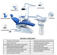 Sillón Dental Médico Estándar Europeo con Reposacabezas Ajustable y Lámpara LED, Unidad Completa de Tratamiento Dental para Hospitales Dentales