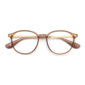 Monturas de Gafas Redondas Marrón Cálido, Aleación TR, Montura Completa, Tendencia de Moda Unisex, Lentes de Resina, Origen Danyang - Product Image 3