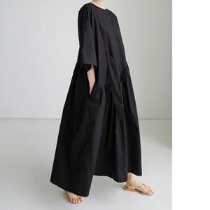Robe noire femmes <span class=keywords><strong>mi</strong></span>-longueur genou longueur irrégulière Patchwork a-ligne <span class=keywords><strong>jupe</strong></span> été nouvelle <span class=keywords><strong>jupe</strong></span> <span class=keywords><strong>longue</strong></span> à lacets - Product Image 4