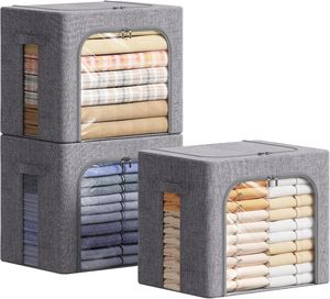10-20L Modern Square Polyester Fabric Stackable Foldable <b>Storage</b> <b>Box</b> with Lids for Clothing Organization - Product Image 1