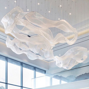 <span class=keywords><strong>Lampadari</strong></span> a Nastro LED Decorativi Personalizzati, Grandi e <span class=keywords><strong>Moderni</strong></span>, per Hall di Hotel e Ville, Forme e Colori Creativi - Product Image 1