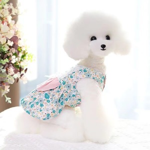 Summer Floral Dress For Pets Small Dog Teddy <b>Bear</b> <b>Cute</b> Polyester Skirt All Seasons New Style - Product Image 3