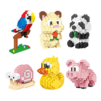 Ensemble de blocs de construction éducatifs en plastique pour enfants, jouets pour animaux de compagnie, oiseaux, perroquets, hamsters, cochonnières, escargots, canards, pandas, micro-nano briques
