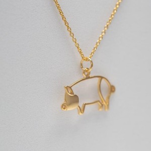 Zodiac Piggy Collar 316l Acero inoxidable Pvd 18K Chapado en oro Joyería impermeable Cerdo Colgante Collar Animal de granja - Product Image 2