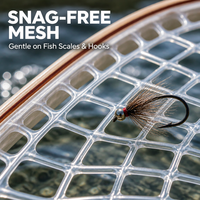 Épuisette de pêche à la mouche professionnelle en bois massif avec filet en silicone transparent, élancée et fabriquée à la main, pour la capture et la libération des truites et des achiganes