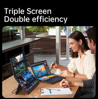 Moniteur portable professionnel 15,6 pouces FHD 1920x1080 IPS, double écran pliable pour ordinateur portable, HDR 100% SRGB, Type C, double écran