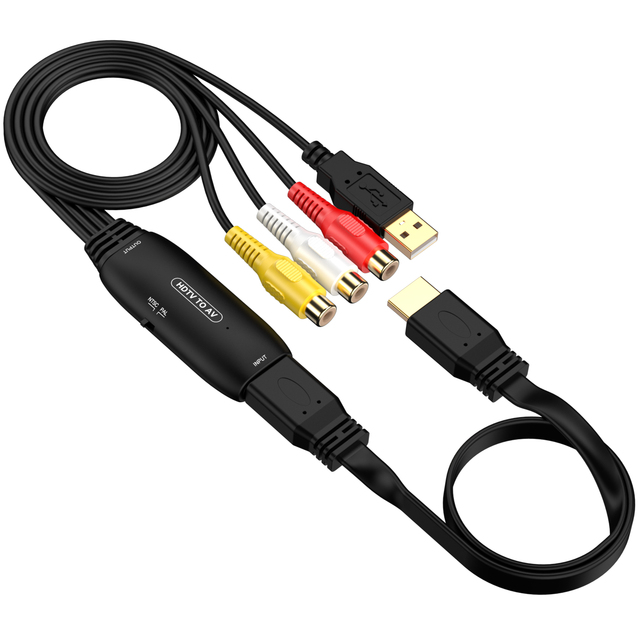 HDTV to AV Converter Cable Convert Composite HDTV to RCA Video Adapter Card HDTV2AV Supports Game Consoles and DVD Players