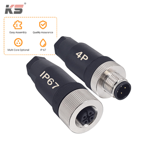 สายเซ็นเซอร์แบบมีซ็อกเก็ตตัวผู้ตัวเมีย M12 IP67 4p 5p พร้อมแผงยึดแบตเตอรี่  ขั้วต่อกันน้ำ M12 แบบติดแผง  ขั้วต่อแผง 4 ขา ขั้วต่อ M12 - Product Image 1