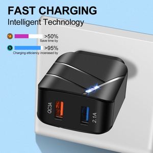 28W Dual USB Port Fast Charger QC3.0 2.1A <b>Power</b> Adapter 5V/3A Output for iPhone16 Pro Max Travel Charging EU US Plug PD Function - Product Image 3