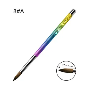 Nail Art Salon Custom Detailing Brush Art Nail Kolinsky Colorful Glitter Handle Flat Drawing Brush Nail Art Tools Painting Pen