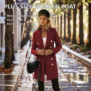 Abrigo Largo Cruzado para Mujer, Color Sólido, Estilo Midi, con Botones al Frente, Casual, para Otoño e Invierno - Product Image 2