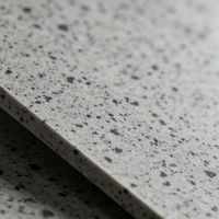 Carrelage mural et de sol en pierre frittée gris moucheté 6 mm, aspect terrazzo brillant, 1200x2700 mm