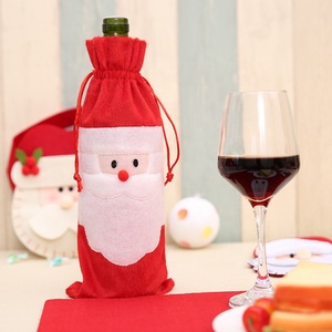 HB-2752 Housses de bouteilles de vin de Noël <span class=keywords><strong>pas</strong></span> chères, décorations de fête, sacs à vin rouges faits à la main - Product Image 1