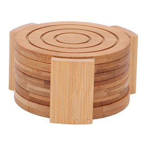 Wholesale Natural Custom Printed Round Bamboo <b>Coasters</b> and Holder for Drinks Beverages <b>Beer</b> Coffee - Product Image 6