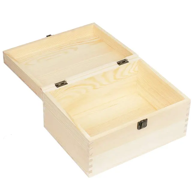 Extra große rechteckige unfertige Kiefernholz kiste Natürliche DIY Craft Stash Boxen