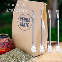 Paille à Yerba Maté en Acier Inoxydable 18/10 avec Mélangeur et Brosse – Ensemble Portable Démontable Facile à Nettoyer