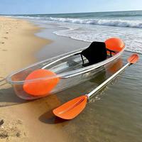 Kayak solo transparent de 2,45 m avec cadre en aluminium, ponton gonflable, canoë de pêche et de loisirs, embarcation légère et portable