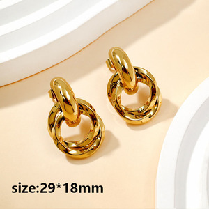 ต่างหูห้อยแบบมินิมอล EH111 ต่างหูสแตนเลสเคลือบทอง 18K PVD เครื่องประดับสำหรับผู้หญิงขายส่ง - Product Image 5