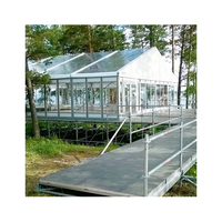 Carpa de Lujo con Paredes de Vidrio y Estructura de Aluminio, Resistente, 16x32m, Carpa para Fiestas, Impermeable, con Cubierta de PVC para Bodas y Eventos