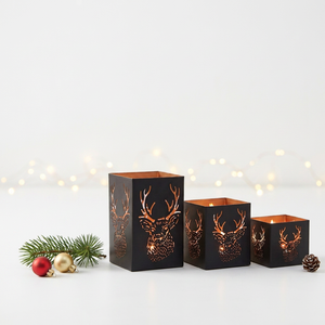 Wholesale Latest <b>Christmas</b> Decorations Metal Votive Candle Holders <b>with</b> Deer Cutout Design for Home - Product Image 3