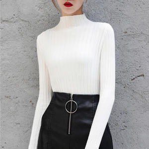 Maglione dolcevita Pullover <span class=keywords><strong>donna</strong></span> autunno manica lunga Slim elastico semplice maglione economico di base - Product Image 4