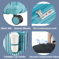 Valise de voyage rigide à roulettes de 20 pouces avec sac de compression sous vide intégré, serrure TSA, grande capacité