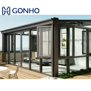 Gonho Penjualan Langsung Sunroom 4 Musim Harga Kompetitif Kaca Mewah Bingkai Aluminium Sunroom Rumah Kaca