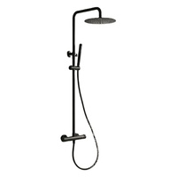 Ensemble de douche mural à température constante avec cartouche céramique, jet pluie, robinet en cuivre finition noir doré brossé